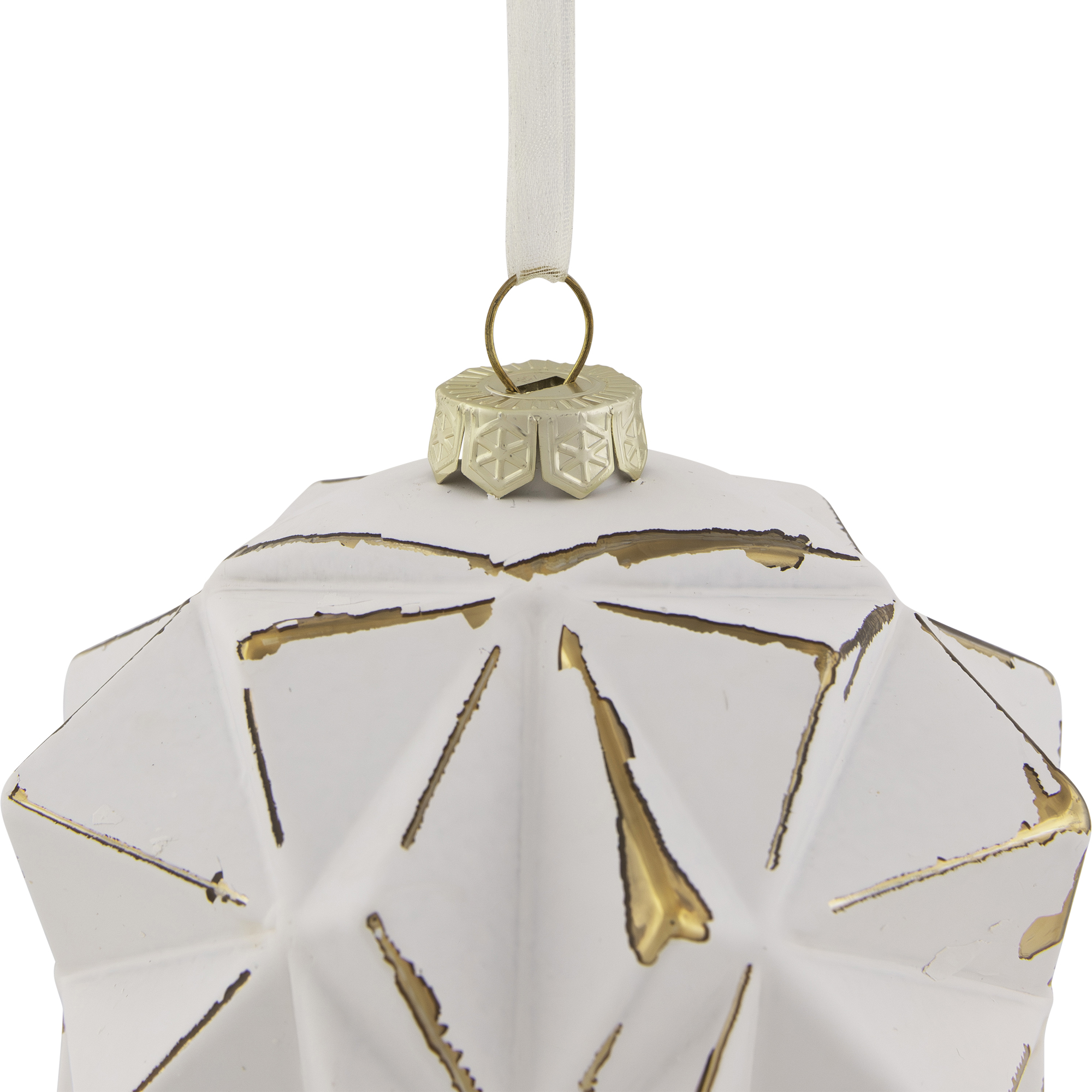 Pink and Gold Round Geometric Glass Christmas Ornament 4 (100mm)