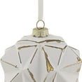thumbnail image 4 of Northlight 3D Geometric Glass Christmas Ornament - 4" - White and Gold, 4 of 8
