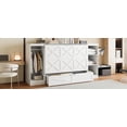 thumbnail image 5 of Twin Size Wood Murphy Bed with Bedside Shelves and Wardrobe, White for Bedroom, 5 of 20