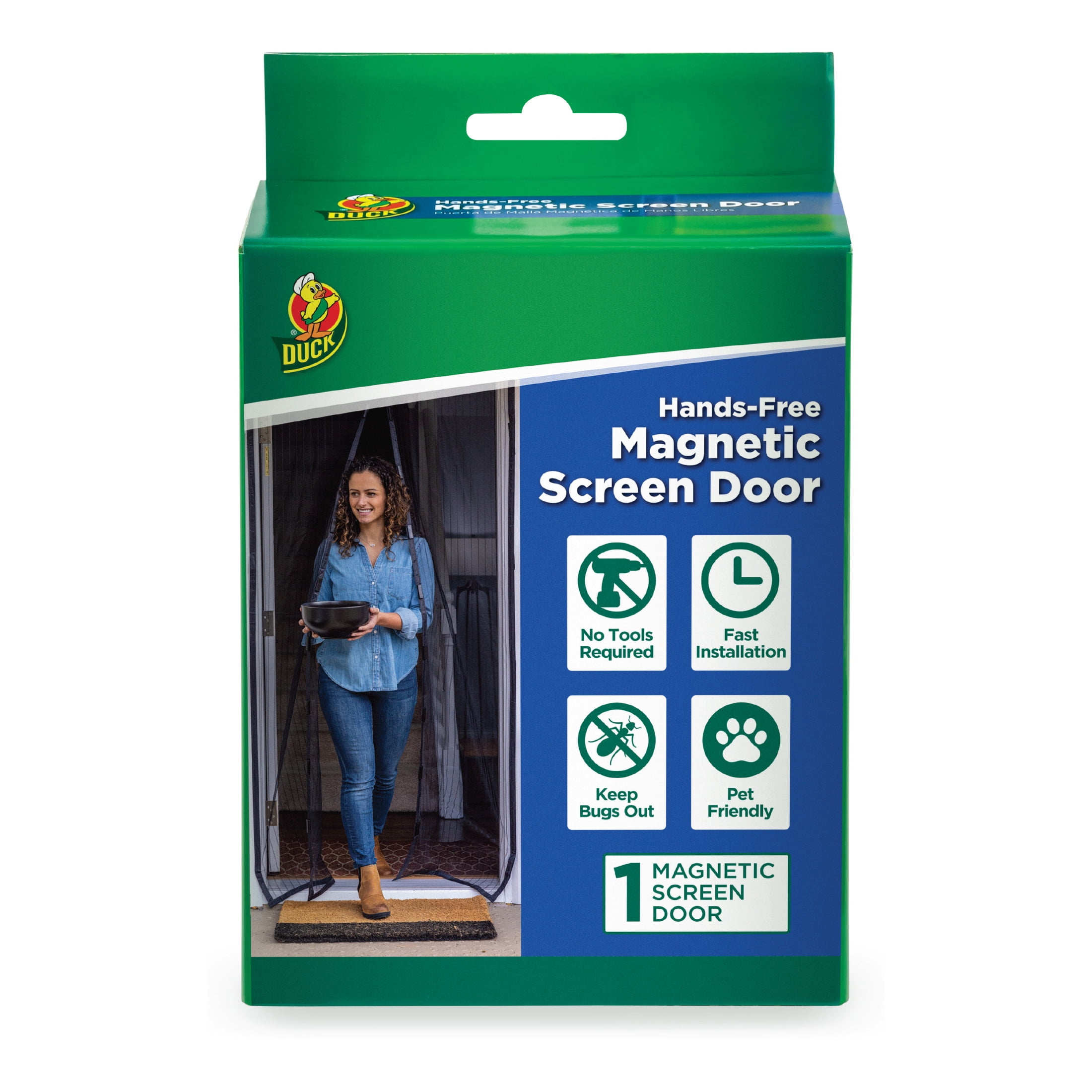 (4 pack) Duck Brand 86 in. x 39 in. Hands-Free Magnetic Mesh Screen Door