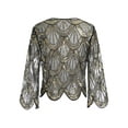 thumbnail image 5 of Kaerm Womens Hollow Lace Shrug Bolero Long Sleeve Sequin Cardigan Tops Dress Cover Up Gold One Size, 5 of 7