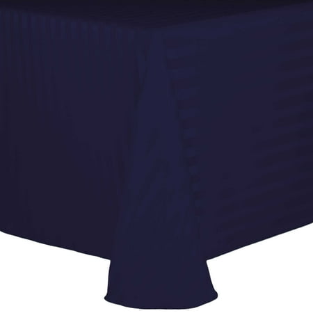 

Ultimate Textile (3 Pack) Satin-Stripe 60 x 84-Inch Oval Tablecloth - for Home Dining Tables Navy Blue