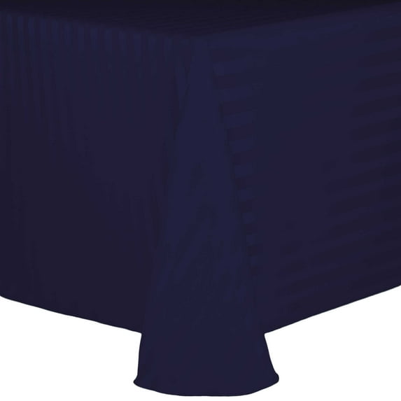 Ultimate Textile (5 Pack) Satin-Stripe 60 x 84-Inch Oval Tablecloth - for Home Dining Tables, Navy Blue