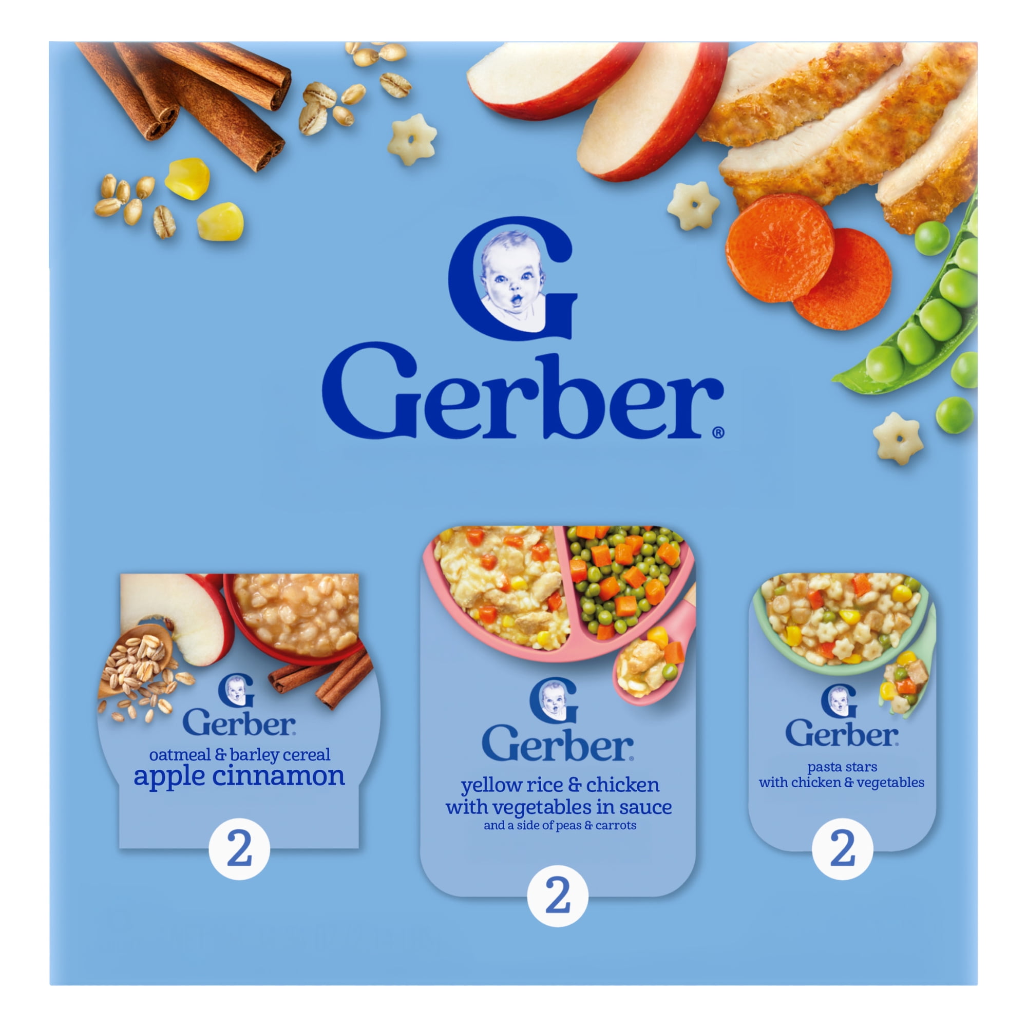 Gerber Toddler Food Variety 6 Pack, All Day Favorites, Breakfast, Lunch & Dinner 2.14 lb.