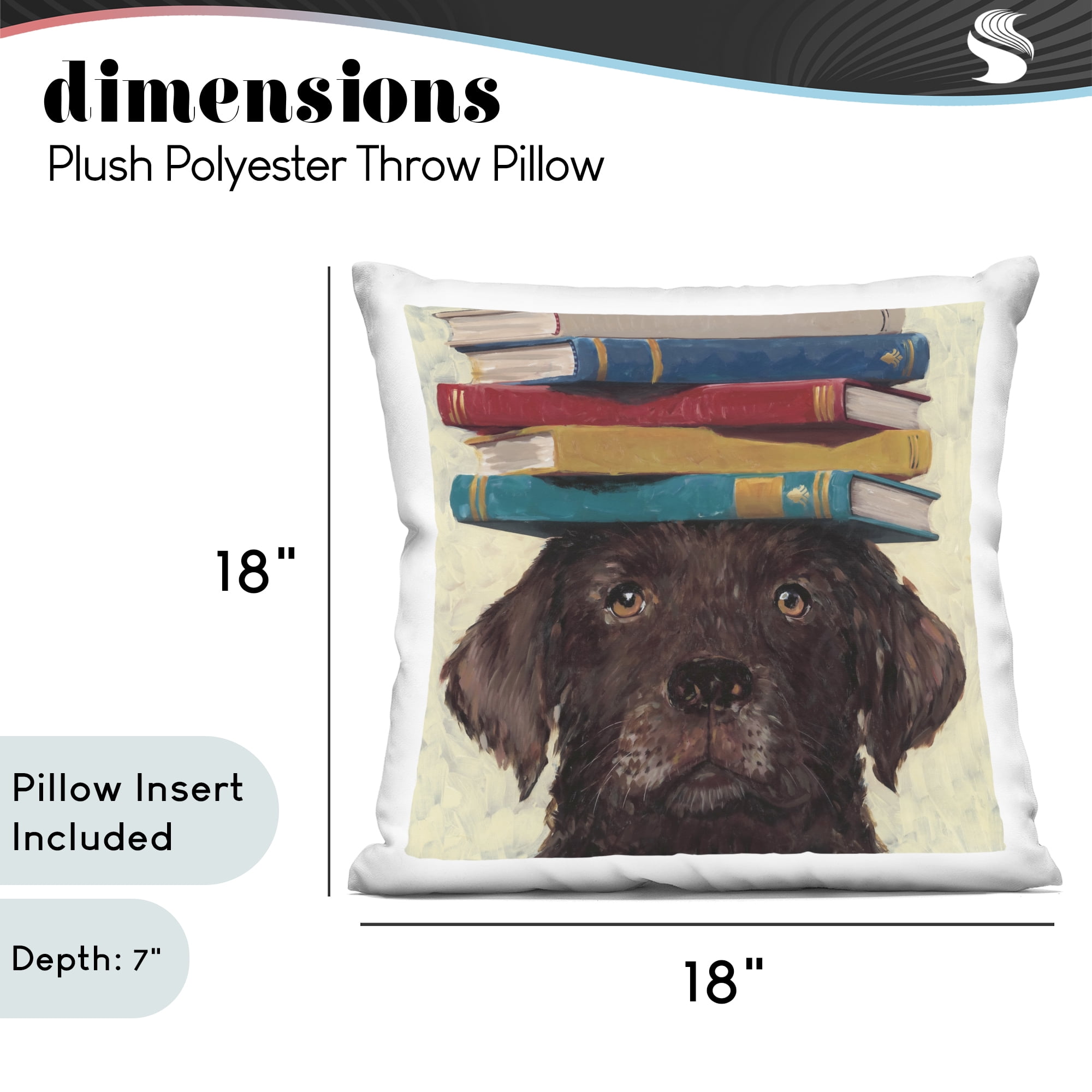 Stupell Industries Studious Abby Dog Decorative Printed Throw Pillow, design by Studio Bautista, 18 x 7 x 18