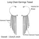 thumbnail image 1 of Pendientes colgantes de borlas largas de diamante para mujer, pendientes de cadena de latón con borla larga de 3,15 pulgadas, pendientes de puño de una oreja kaili Sencillez, 1 of 2
