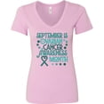 thumbnail image 3 of Inktastic September is Ovarian Cancer Awareness Month Women's V-Neck T-Shirt, 3 of 5