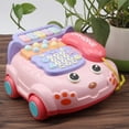thumbnail image 2 of Pink Multifunctional Early Learning Phone Car Toy With Music Whack-A-Mole Game Pull String Educational Toy For Toddlers 7.9X7.5X4.5 Inches 0.62Lb, 2 of 9