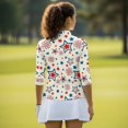 thumbnail image 6 of HUIACONG Five-Pointed Star Pattern Design Women's Golf Top, Quarter Zip Women's Golf Polo Shirts Dry-Fit Fashion Quick Dry Golf Shirt Women for Tennis Sports Outing, 6 of 10