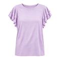 thumbnail image 7 of Admvng Womens Scoop Neck Casual Tops Ruffle Short Sleeve Summer Loose Fit Blouses, 7 of 7