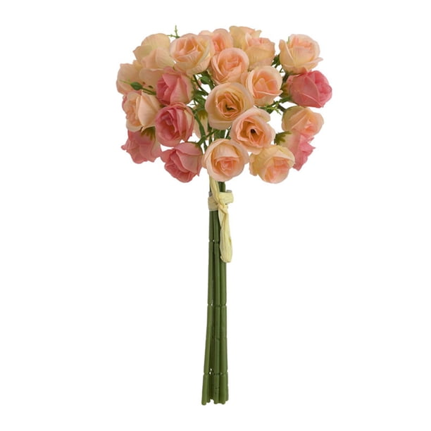 Ramo de rosas artificiales para decoración del hogar, ramo de flores de seda de 27 cabezas, rosas de seda para arreglo floral para fiesta de boda Naranja