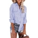 thumbnail image 2 of Tops de mujer con estampado de rayas de un solo pecho, camisa de manga larga, jersey, tops Fridja  hkj5630, 2 of 9