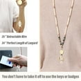thumbnail image 3 of Sylvtty Women Lanyard Retractable ID Holder Cord Natural Wood Beads Stainless Steel Clasp Teacher Keychain School Accessory, 3 of 7