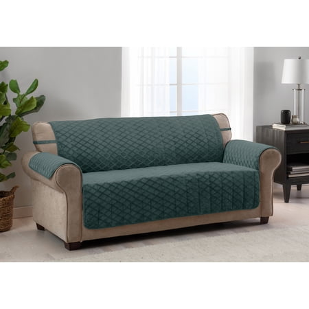 Innovative Textile Solutions 1-piece Fairmont Diamond Plush XL Sofa Furniture Cover  Emerald