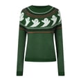 thumbnail image 4 of YDFCWXW Women's Casual Halloween Print Knitted Pullover Sweaters Long Sleeve Crew Neck Jumper Tops Green, S, 4 of 8