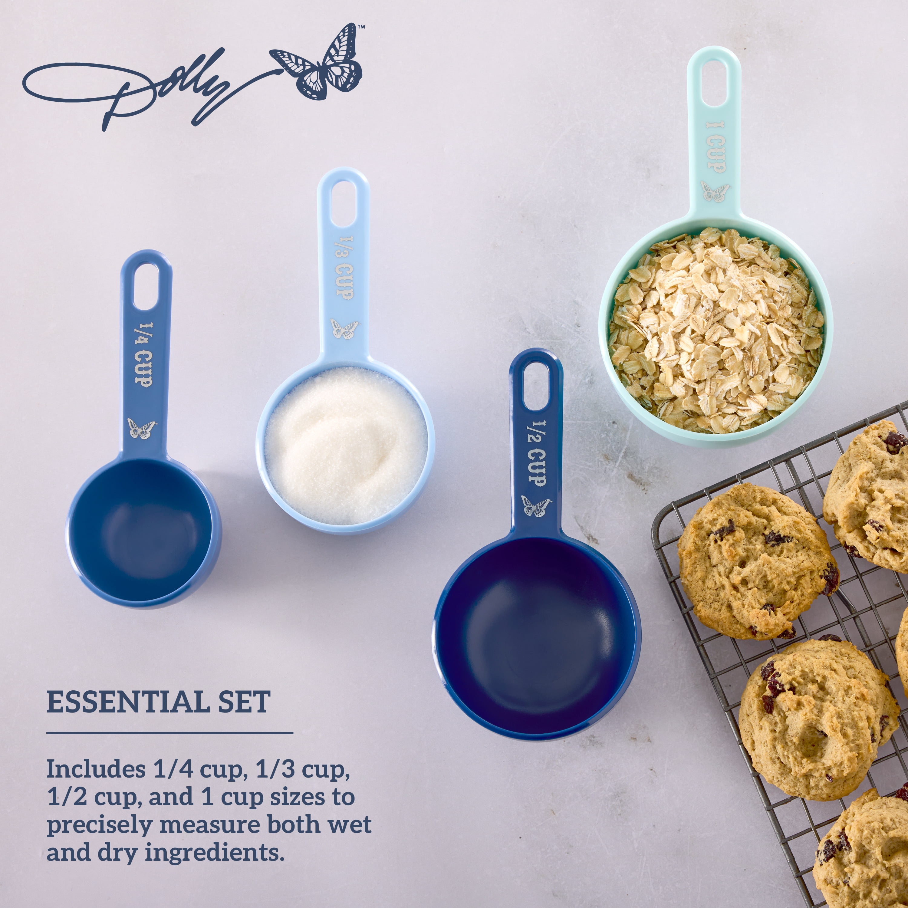 Dolly Parton 4-Piece Nesting Measuring Cups, Blue