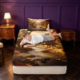 thumbnail image 3 of Manfei Wild Dinosaur Animals Twin Fitted Sheet,Retro Palm Tree Bedding,Orange Brown,2 Pieces,1 Fitted Sheet and 1 Pillowcase, 3 of 6