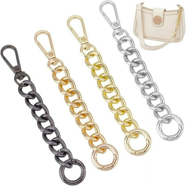 HLONK 4 Colors Metal Chain Extender 4.9 Inch Short Chain Bag Strap Extender Replacement Mini Purse Chain with Spring Gate Ring Decoration Chain for Satchel Shoulder Bag Crossbody Bag