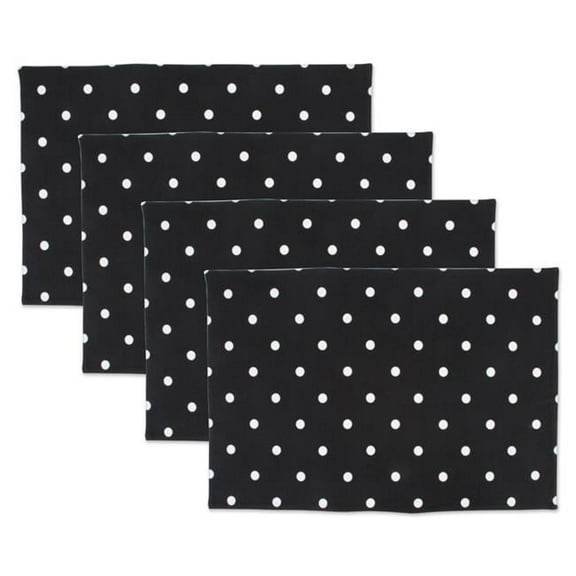 Reversible Polka Dot Placemat - Black & White - Set of 4
