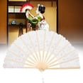 thumbnail image 5 of VIFERR Elegante Abanico Plegable de Mano de Encaje Hueco de Estilo Chino Vintage para Fiesta Nupcial decoración de Boda Prop(Blanco), 5 of 8