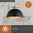 thumbnail image 5 of Devon 12.75-in W LED Compatible Matte Black and Gold Satin Brass Mid-Century Modern Semi Flush Mount Ceiling Light, 5 of 12