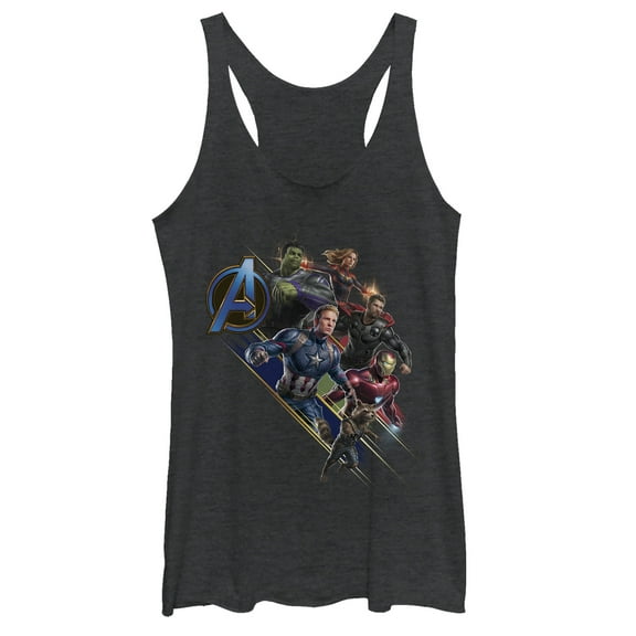 Women's Marvel Avengers: Endgame Hero Streaks  Racerback Tank Top Black Heather Large