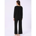 thumbnail image 5 of DARING DIVA Women's Ribbed Knit V Neck Long Sleeve Wide Leg Pants Lounge Set L Black, 5 of 8
