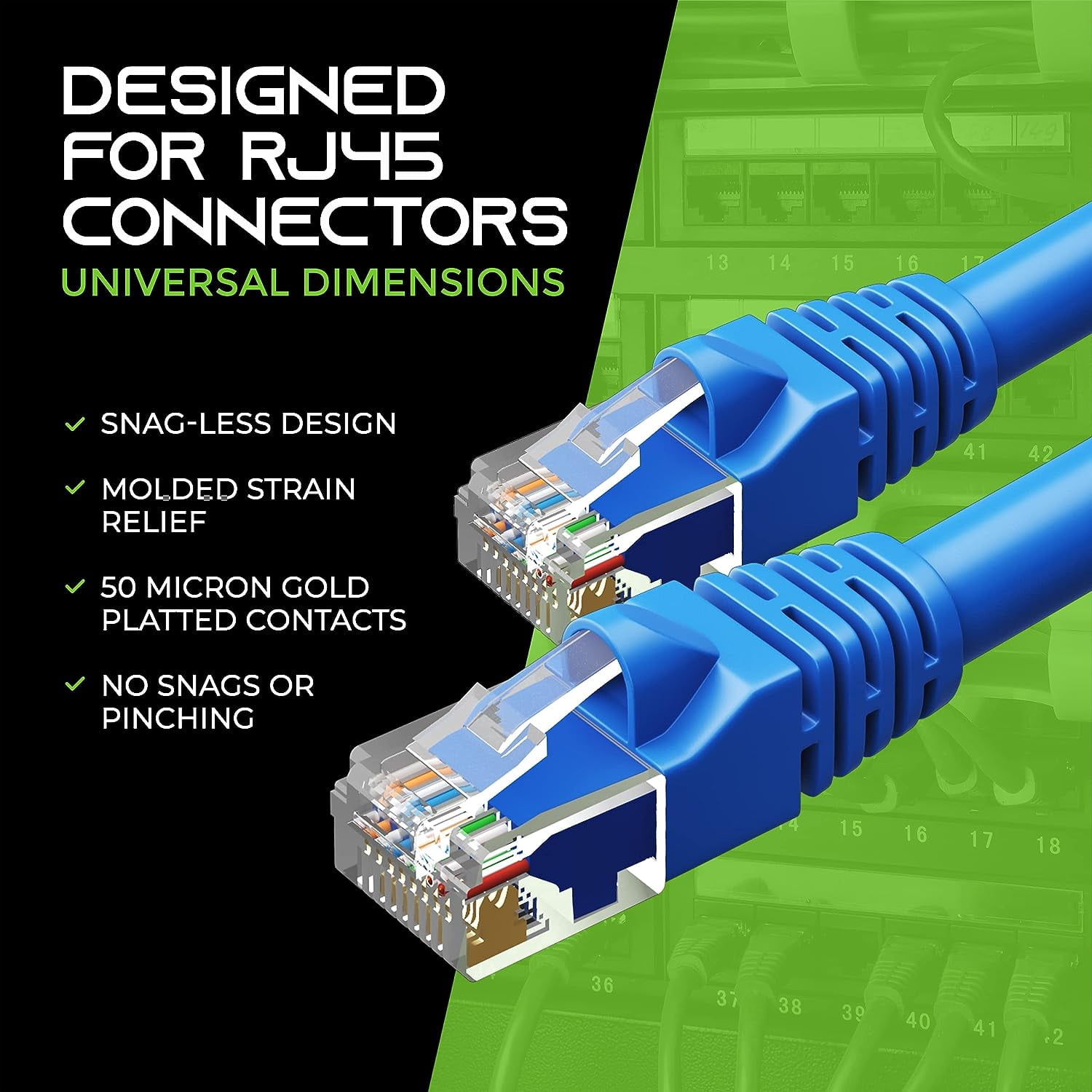 GearIT Cat 5e Ethernet Cable Cord Snagless Copper UTP Network Cable, 2 ft 24-Pack Blue