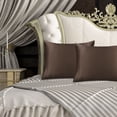 thumbnail image 2 of PiccoCasa 2 Pack 19 Momme Silk Pillow Covers for Queen Size Pillow, Chocolate 20"x30", 2 of 7