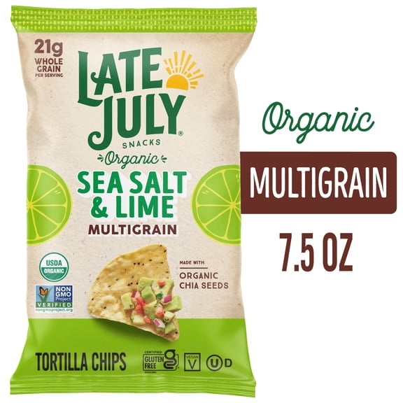 Late July Multigrain Sea Salt & Lime Organic Tortilla Chips, 7.5 oz Bag