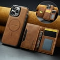 thumbnail image 3 of Magnetic Wallet Case for iPhone 16 Pro Max with Card Holder, Detachable Wireless Charging Faux Leather Kickstand Case with 8 Card Slots, RFID Blocking - 6.9 inch (Brown), 3 of 21