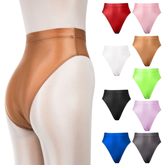 FCLoft Women's High Waisted Briefs, Super Thin Shiny Smooth Transparent Bottoms