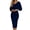 Navy, variant on GJSYRH Womens Cowl Neck Pencil Dress, Elegant Batwing Sleeve Midi Dress for Office Valentines Day Party