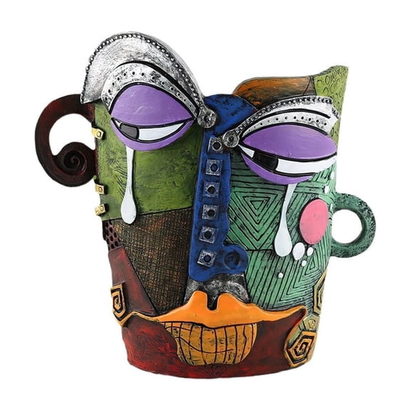 Colorful Abstract Face Planter, 7.67" Picasso-Style Resin Flower Pot for Indoor Outdoor Decor, Unique Artistic Succulent Planter, Bohemian Home Garden Decoration Gift