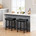 thumbnail image 5 of FOLDLIFE Set of 2 Modern 24" Counter Height Barstools, Upholstered Backless Saddle Stools with Curved Surface in PU Leather for Kitchen Counter or Home Bar, Black, 5 of 8