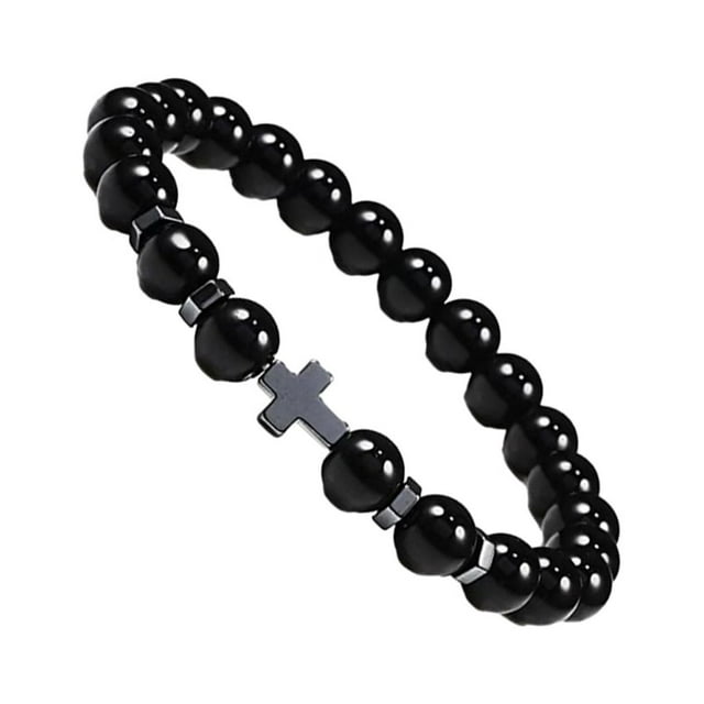 Decodeary Gifts Unisex Bracelets With Exquisite Beads For Loved Ones Easy Matching glossy black 1Set