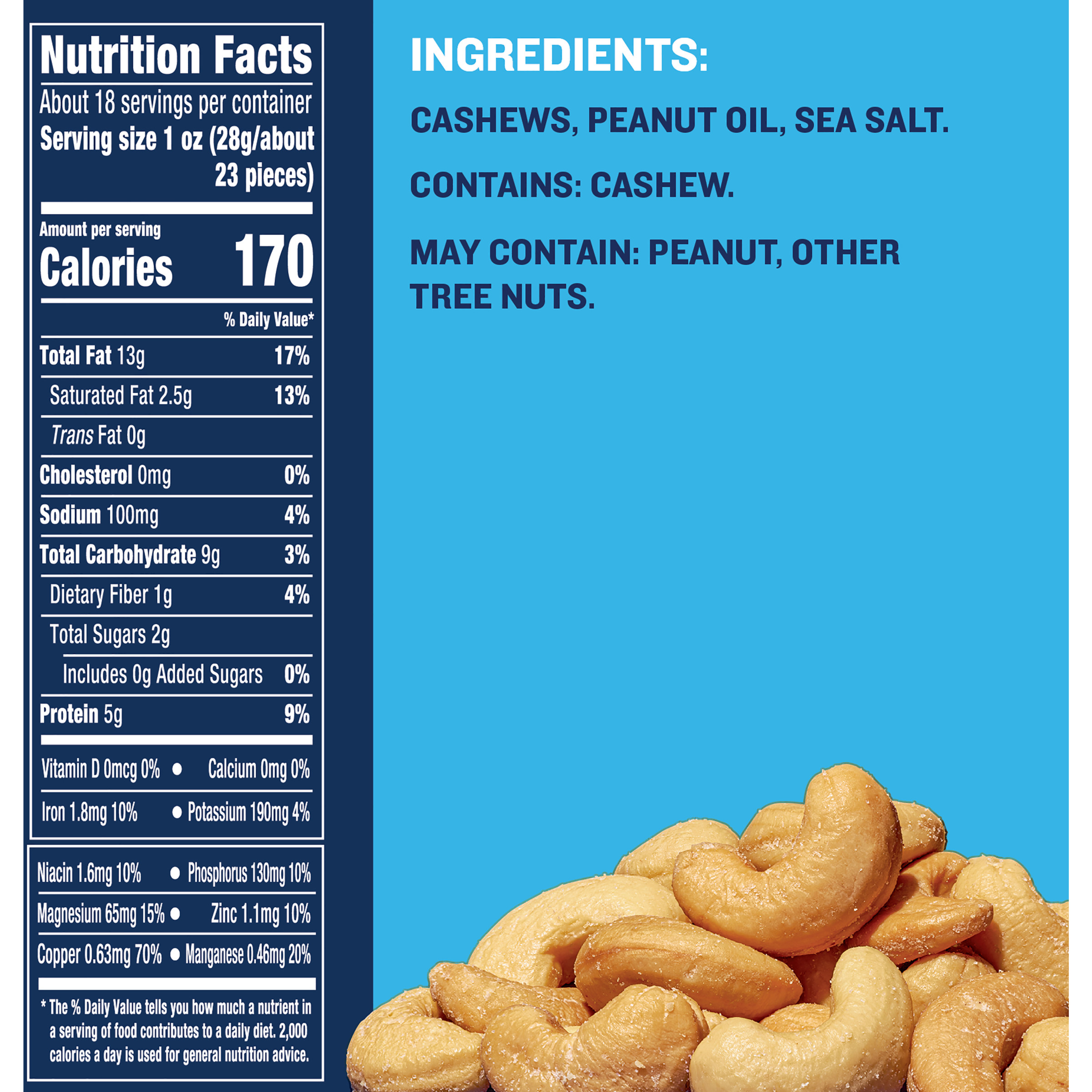 PLANTERS Deluxe Salted Whole Cashews, Party Snacks, Plant-Based Protein 18.25oz (1 Canister) - image 3 of 15