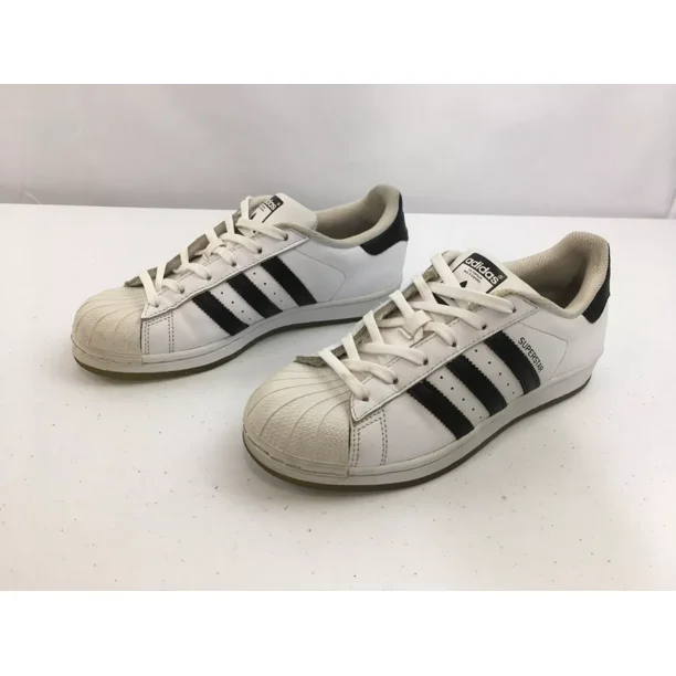 Ad-id-as Shoes Men's 6 Women's 7.5 Superstar White Black Stripe Tree Foil Sneakers