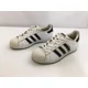 thumbnail image 1 of Ad-id-as Shoes Men's 6 Women's 7.5 Superstar White Black Stripe Tree Foil Sneakers, 1 of 6