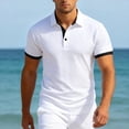 thumbnail image 2 of Yifymode Men's Classic Short Sleeve Polo Shirt, Textured Knit Contrast Collar & Cuff Regular Fit Top White S, 2 of 6