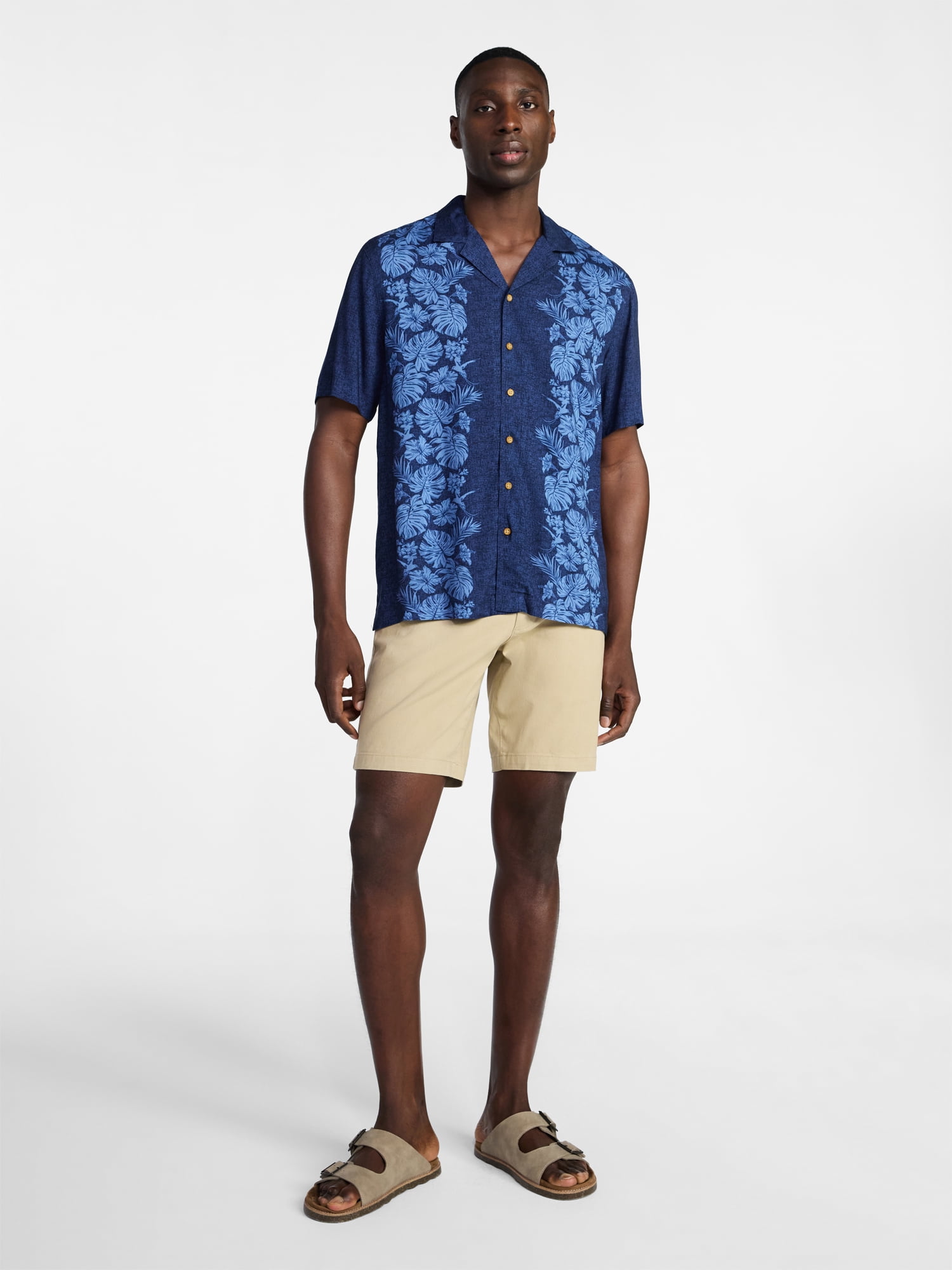 George Men's Relaxed Fit Printed Camp Shirt with Short Sleeves, Sizes S-3XLT