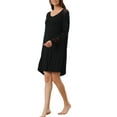 thumbnail image 4 of INSPIRE CHIC Women's Lace Trim Nightshirt Long Sleeve Pull on Nightgown T-Shirt Dress S Black, 4 of 6