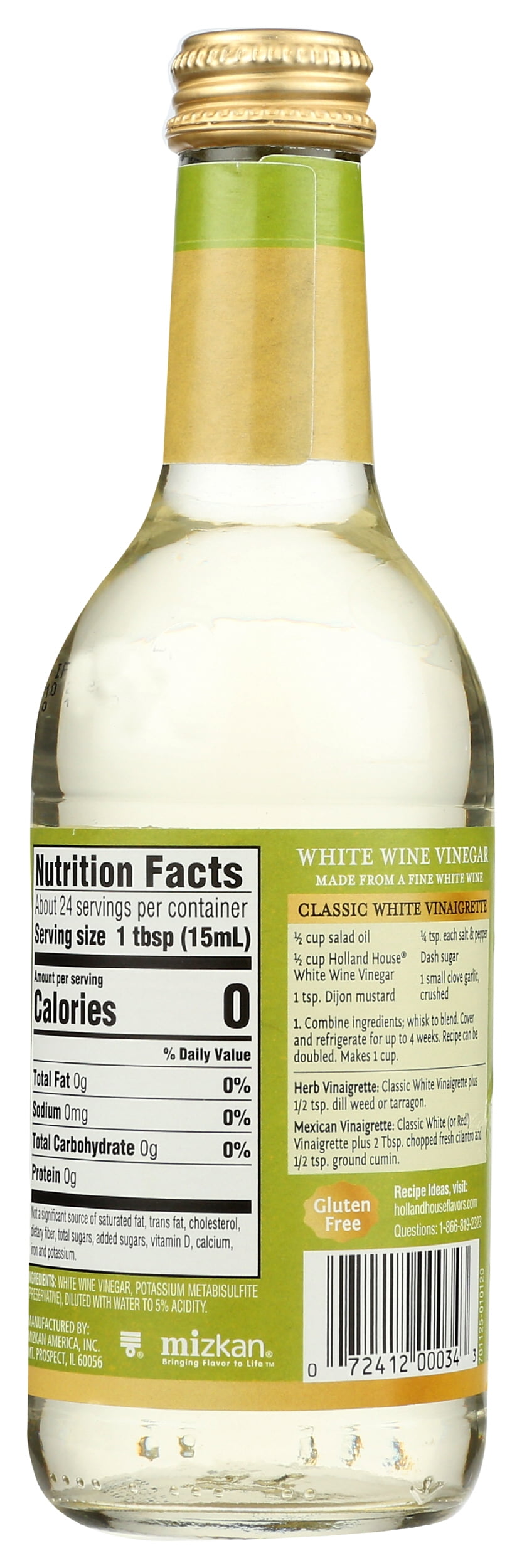 Pack of 6, Holland House White Wine Vinegar, 12 oz