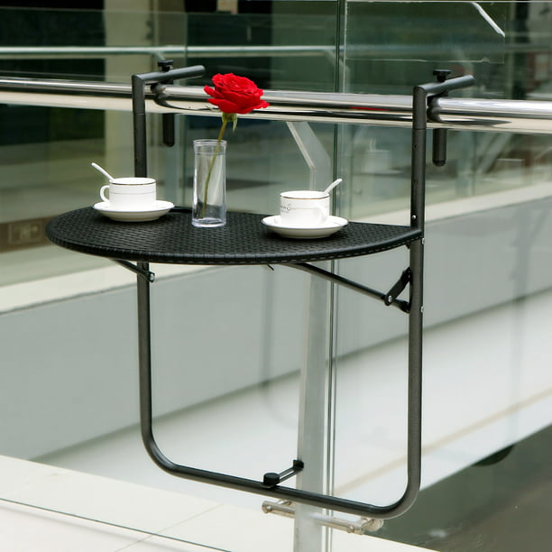 Ikayaa Adjustable Folding Balcony Deck, Hanging Patio Railing Table