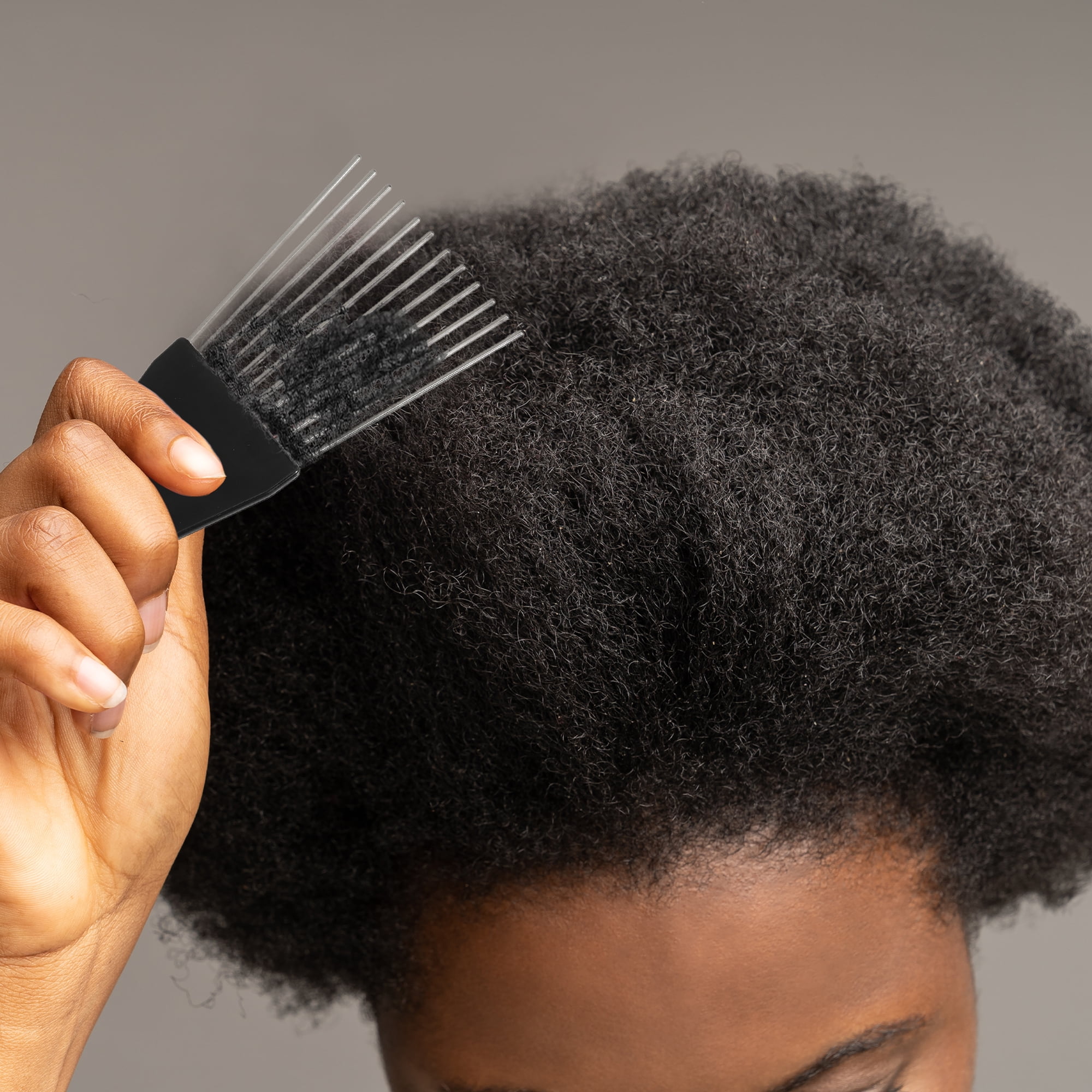 Unique Bargains 2Pcs Metal Hair Pick Afro Comb for Curly Hair Styling Tool Black