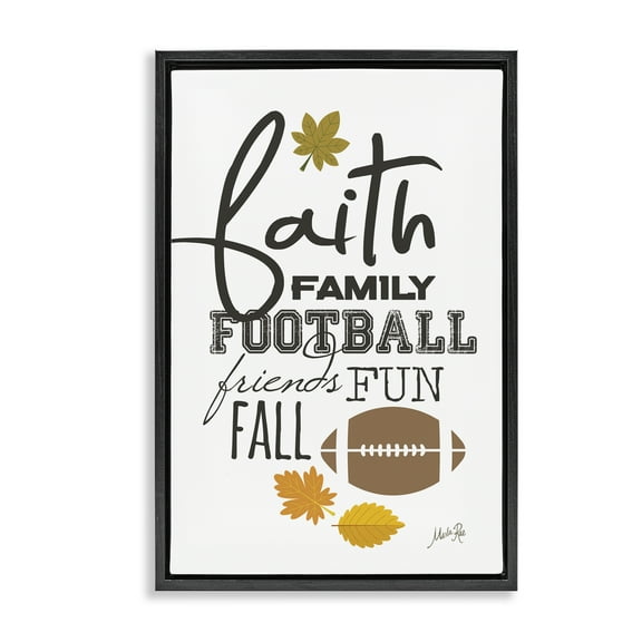 Stupell Industries Faith Family Football Sports Painting Black Floater Framed Art Print Wall Art, 17 x 25