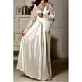 thumbnail image 2 of Women Ladies Satin Silk Nightdress Lingerie Sleepwear Dress Robe Nightie Gown (White,M), 2 of 5