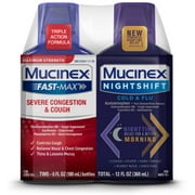 Mucinex FAST-MAX� Adult Liquid - Day Night Severe Congestion & Cough/Night Shift Cold & Flu (2x6) oz. 1 ea (Pack of 4)