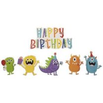 Happy Birthday Monster Party Wall Decor Cut-Outs - 6 Pieces