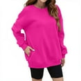thumbnail image 2 of BODOAO Sweatshirts for Women Hoodies Oversized Crewneck Tops Sweaters Comfy Fall Winter Outfits Clothes 2025 Fashion Long Sleeve Crewneck Sweatshirt Soft Comfy Loose Fit Pullover Top Hot Pink L, 2 of 7